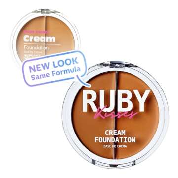 Ruby Kisses 3D Face Creator Cream Foundation & Concealer, 12 Hours Long Lasting, Medium to Full Cove...