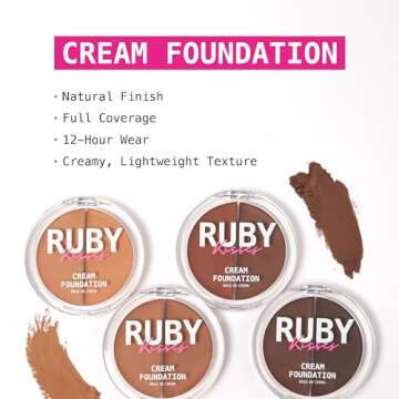 Ruby Kisses 3D Face Creator Cream Foundation & Concealer, 12 Hours Long Lasting, Medium to Full Coverage, Non-Greasy, Ideal for Makeup & Contour Palette (Level 9)