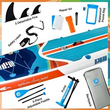 Niphean Inflatable Stand Up Paddle Board with SUP Accessories, Anti-Slip EVA Deck, 10'6'' Inflatable Paddle Boards for Adults & Youth of All Skill Levels