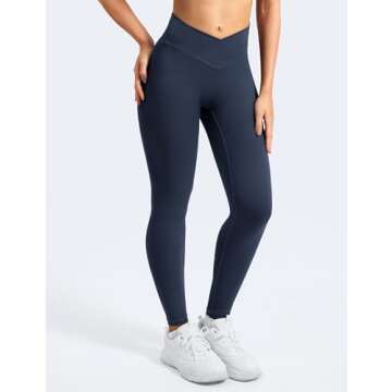 YEOREO Leggings for Women Hidden Scrunch High Waisted Yoga Pants V Cross Tummy Control Craze Compres...