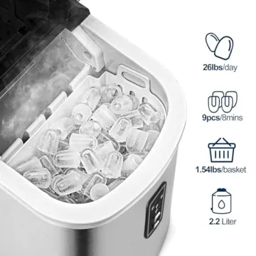 EUHOMY Countertop Ice Maker - Quick & Efficient Ice Production