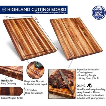 Sonder Los Angeles, XXL Thick Edge Grain Teak Wood Cutting Board for Kitchen with Juice Groove, 23x1...