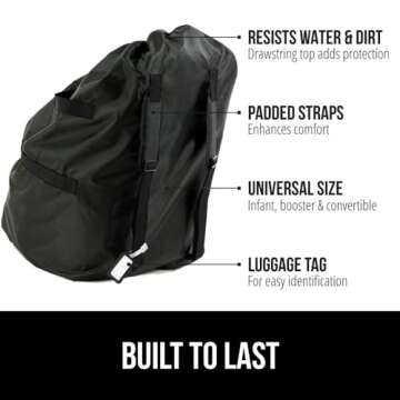 Gorilla Grip Car Seat Travel Bag, Water Dirt Tear Resistant, Easy Carry Padded Backpack Covers for A...