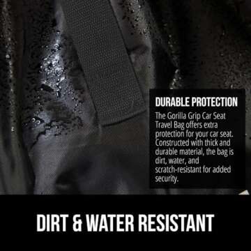 Gorilla Grip Car Seat Travel Bag, Water Dirt Tear Resistant, Easy Carry Padded Backpack Covers for Airplane, Gate Check Bags Infant Booster Convertible Carseat Air Plane Cover for Seats, Black