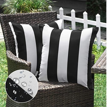 Western Home Waterproof Striped Throw Pillow Covers Set of 2 for Indoor & Outdoor