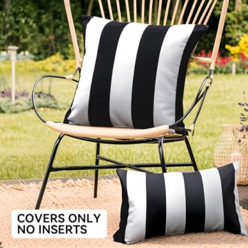 Outdoor Waterproof Striped Pillow Covers Set of 2 18x18