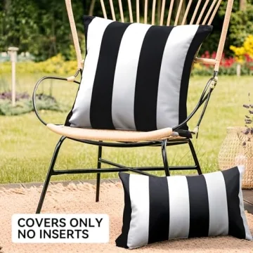 Outdoor Waterproof Striped Pillow Covers Set of 2 18x18
