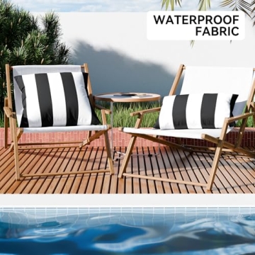 Outdoor Waterproof Striped Pillow Covers Set of 2 18x18