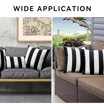 Outdoor Waterproof Striped Pillow Covers Set of 2 18x18