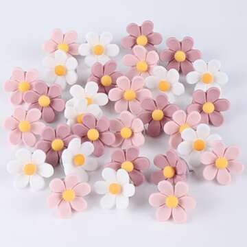 Flower Push Pins,30pcs Push Pins for Cork Board Pink Decorative Thumb Tacks Cute Push Pins for Cork Board Fun Thumb Tacks Decorative for Photo Wall, Feature Wall,Map, Bulletin Board, Office or Home