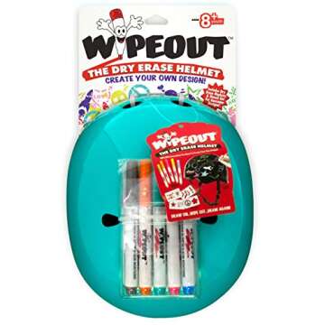 Wipeout Dry Erase Kids Helmet for Bike, Skate, and Scooter, Teal Blue, Ages 8+
