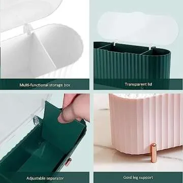 DIFENLUN Elegant 3 Compartment Swab Box for Cosmetics
