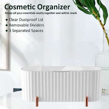 DIFENLUN 3 compartment swab box storage case, swab dispenser, swab caddy with lid, swab caddy, cotton pads, cotton swabs, dental floss(White)