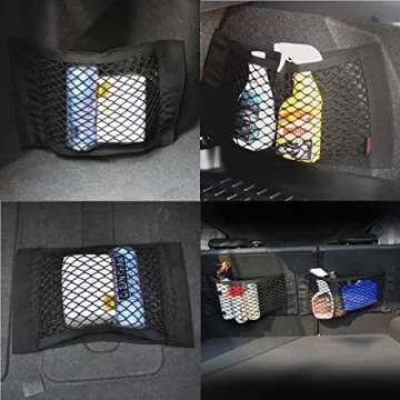 Cosmos Universal Mesh Cargo Net Wall Sticker Organizer Pouch Bag Storage Mesh Net for Car Trunk, Pack of 2 with Tape Stickers