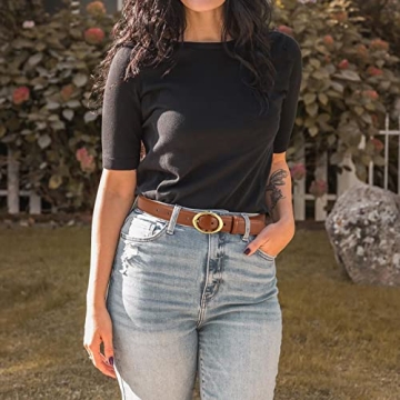 Premium CHAOREN Women's Leather Belt with Gold Buckle