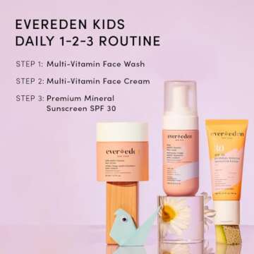 Evereden Kids Skincare Bundle: 1-2-3 Routine with Multi-Vitamin Face Wash, Cream, SPF 30 & Spa Headb...