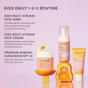 Evereden Kids Skincare Bundle: 1-2-3 Routine with Multi-Vitamin Face Wash, Cream, SPF 30 & Spa Headband – Gentle, Nourishing Skincare & Fun Hair Management for Kids – Perfect for Daily Care