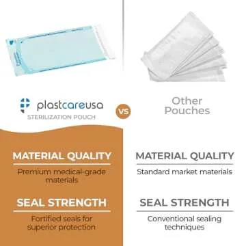 200 5.25 x 10 Self-Sterilization Pouches for Cleaning Tools, Autoclave Sterilizer Bags for Dental Offices, Pouch for Dentist Tools, 200 Pouches, 1 Box of Paper Blue Film