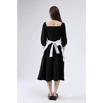 LilMents Womens Waist Apron with Pockets Retro Kitchen Cleaning Ruffles Half Apron (White)