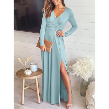 Elegant Deep V-Neck Maxi Dress for Formal Events
