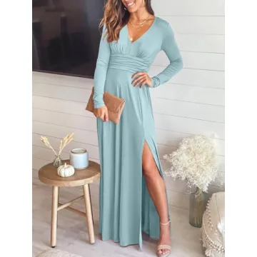 Elegant Deep V-Neck Maxi Dress for Formal Events