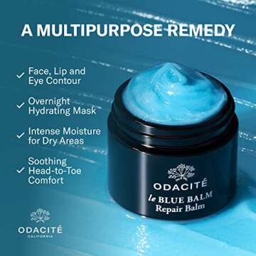 ODACITE Skin Care - Face Moisturizer - Le-Blue Balm Repair Balm, Blue Chamomile & Shea Butter - Multipurpose Anti-Aging for Soft, Healthy & Nourished Skin - Mature, Dry or Sensitive Skin