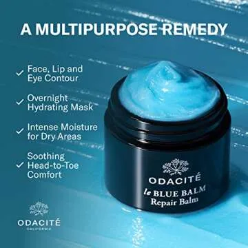 ODACITE Skin Care - Face Moisturizer - Le-Blue Balm Repair Balm, Blue Chamomile & Shea Butter - Multipurpose Anti-Aging for Soft, Healthy & Nourished Skin - Mature, Dry or Sensitive Skin