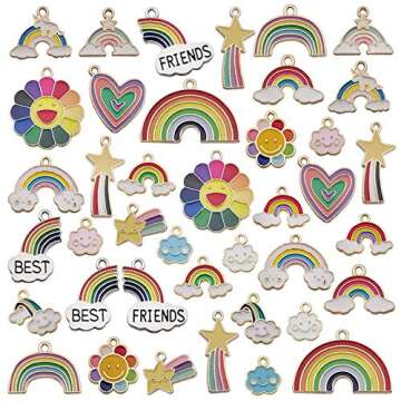 MANLOUFUSHI 200pcs Colorful Charms for Jewelry Making Enamel Bracelet Charms Mixed Bulk Metal Earring Charms, Necklace Bracelet Charms for DIY Jewelry Making and Crafting
