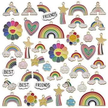 MANLOUFUSHI 200pcs Colorful Charms for Jewelry Making Enamel Bracelet Charms Mixed Bulk Metal Earring Charms, Necklace Bracelet Charms for DIY Jewelry Making and Crafting