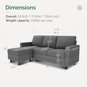 HONBAY Convertible Sectional Sofa for Small Spaces