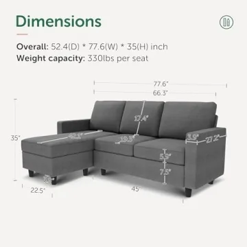 HONBAY Convertible Sectional Sofa for Small Spaces