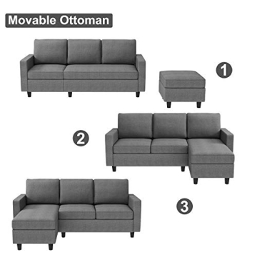 HONBAY Convertible Sectional Sofa for Small Spaces