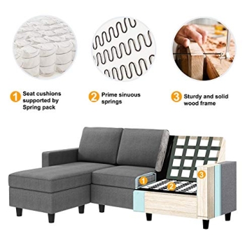 HONBAY Convertible Sectional Sofa for Small Spaces