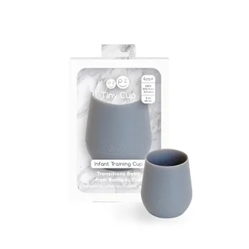 ezpz Tiny Cup (Gray) - 100% Silicone Training Cup for Infants - 4 months + - Designed by a Pediatric...
