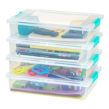 Durable Stackable IRIS USA 6 Qt Clear Storage Bins 4 Pack