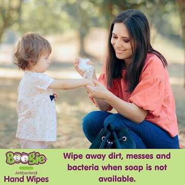 Antibacterial Hand Wipes by Boogie, Alcohol Free, Hypoallergenic and Moisturizing Aloe, Hand Wipes f...