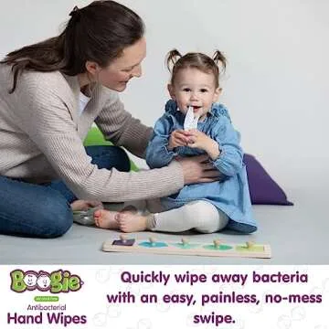 Antibacterial Hand Wipes by Boogie, Alcohol Free, Hypoallergenic and Moisturizing Aloe, Hand Wipes for Kids and Adults, 6 Packs of 20 (120 total wipes)