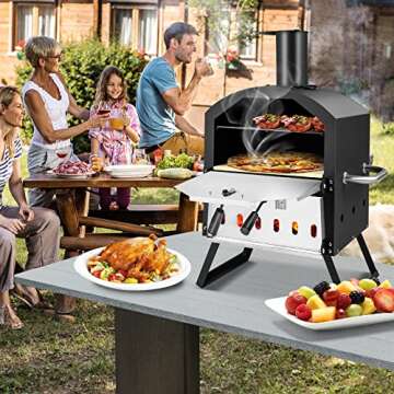 Giantex Outdoor Pizza Oven Wood Fired, 2-Layer Pizza Maker with Pizza Stone, Pizza Peel, Removable C...