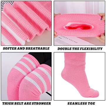 Plus Size Womens Thigh High Socks for Thick Thighs- Extra Long Striped Thick Over the Knee Socks- Leg Warmer Boot Socks