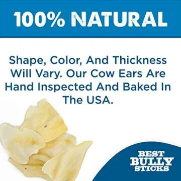 Best Bully Sticks Thick-Cut Cow Ears - 12 Count (Pack of 1) - All-Natural, Free-Range Grass-Fed, Single Ingredient, High Protein, Easily Digestible, Great for Various Breeds