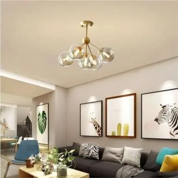 Elegant Amber Glass Globe Chandelier for All Spaces