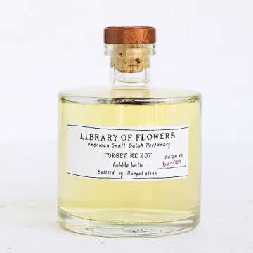 Library of Flowers Forget Me Not Bubble Bath, 17 fl. oz. - Osmanthus, Rice Powder & White Orchid – Relaxing & Gentle Bubble Bath Soap, Skin Hydrating & Deep Moisturizing, Avocado Oil & Green Tea