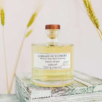 Library of Flowers Forget Me Not Bubble Bath, 17 fl. oz. - Osmanthus, Rice Powder & White Orchid – Relaxing & Gentle Bubble Bath Soap, Skin Hydrating & Deep Moisturizing, Avocado Oil & Green Tea
