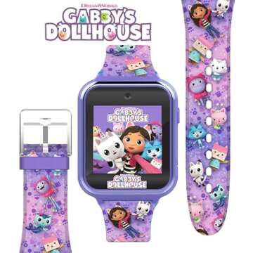 Accutime Kids Gabby's Doll House Purple Educational Touchscreen Smart Watch Toy for Girls, Boys, Toddlers - Selfie Cam, Learning Games, Alarm, Calculator, Pedometer & More (Model: GAB4007AZ)