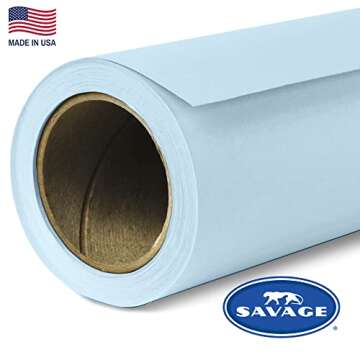 Savage Seamless Paper Photography Backdrop - Color #41 Blue Mist, Size 107 Inches Wide x 36 Feet Long, Backdrop for YouTube Videos, Streaming, Interviews and Portraits - Made in USA