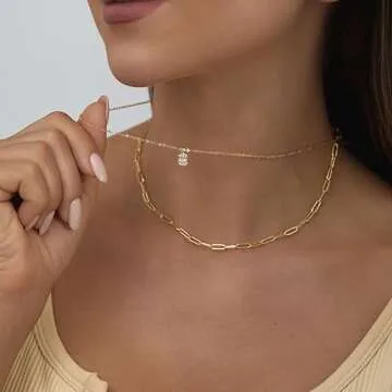 VIROMY Gold Layered Necklaces for Women Stylish Jewelry