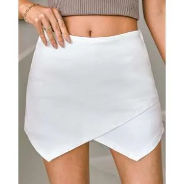luvamia Women Skorts for Summer Jean Skirts for Women Denim White Denim Skort White Skirt Women Womens Skorts for Summer Skirt Shorts for Women Cream White Large Fits Size 12 / Size 14