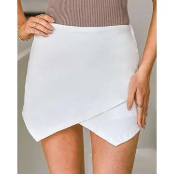 luvamia Women Skorts for Summer Jean Skirts for Women Denim White Denim Skort White Skirt Women Womens Skorts for Summer Skirt Shorts for Women Cream White Large Fits Size 12 / Size 14