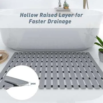 Aimissk Shower Mat Bathtub Mat, Cuttable 26 x 17 Inch Non-Slip Bath Mat with Drain, Quick Drying PVC Rubber Bathroom Mat for Tub,Shower, Toilet, Swimming Pool, Sauna Keep Clean