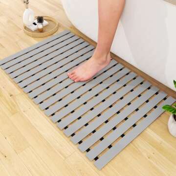 Aimissk Shower Mat Bathtub Mat, Cuttable 26 x 17 Inch Non-Slip Bath Mat with Drain, Quick Drying PVC Rubber Bathroom Mat for Tub,Shower, Toilet, Swimming Pool, Sauna Keep Clean